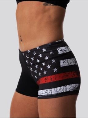 Born Primitive Black Athletic Shorts Stars & Stripes Double Take Original Booty